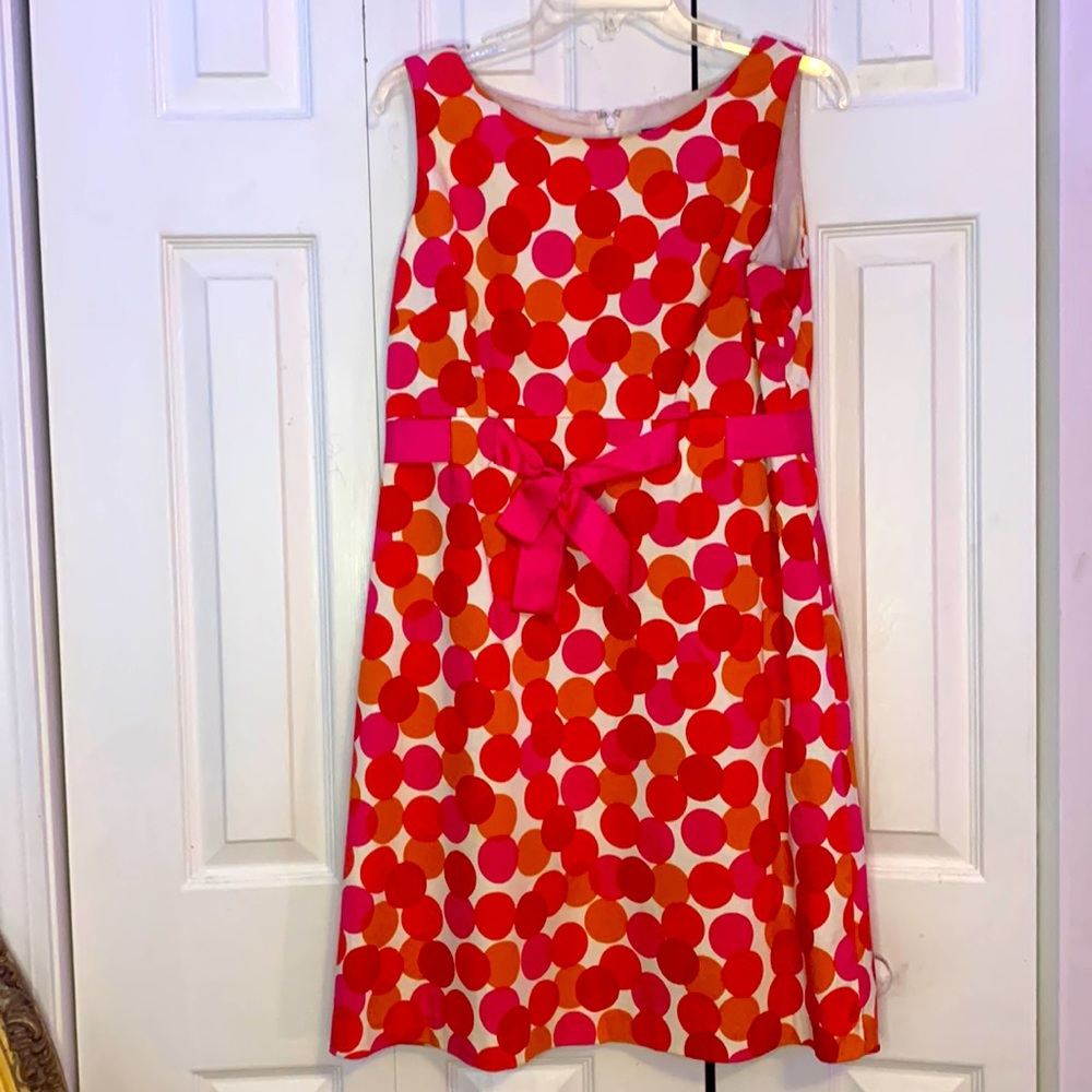 MIDI Polka Dot Front Ribbon Tie Dress